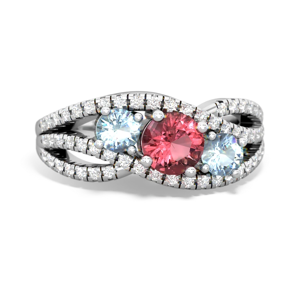 Pink Tourmaline Three Stone Aurora 14K White Gold ring R3080