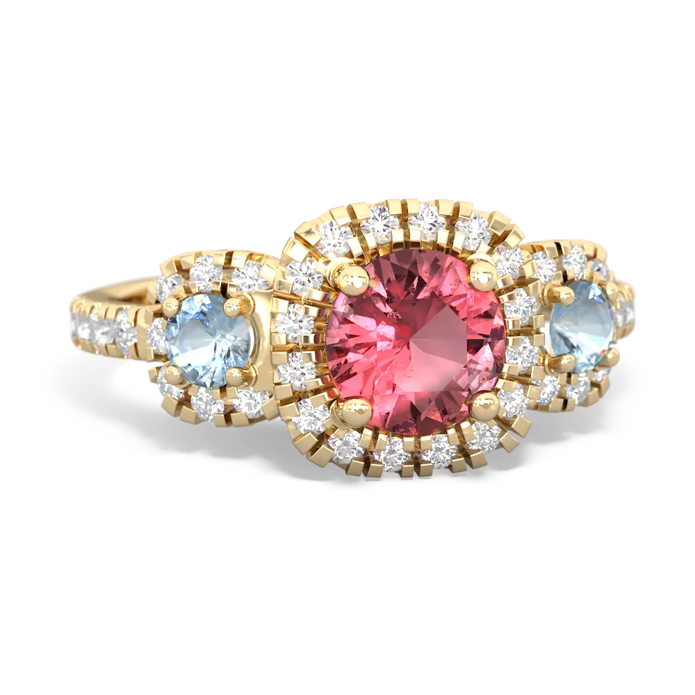 Pink Tourmaline Regal Halo 14K Yellow Gold ring R5350