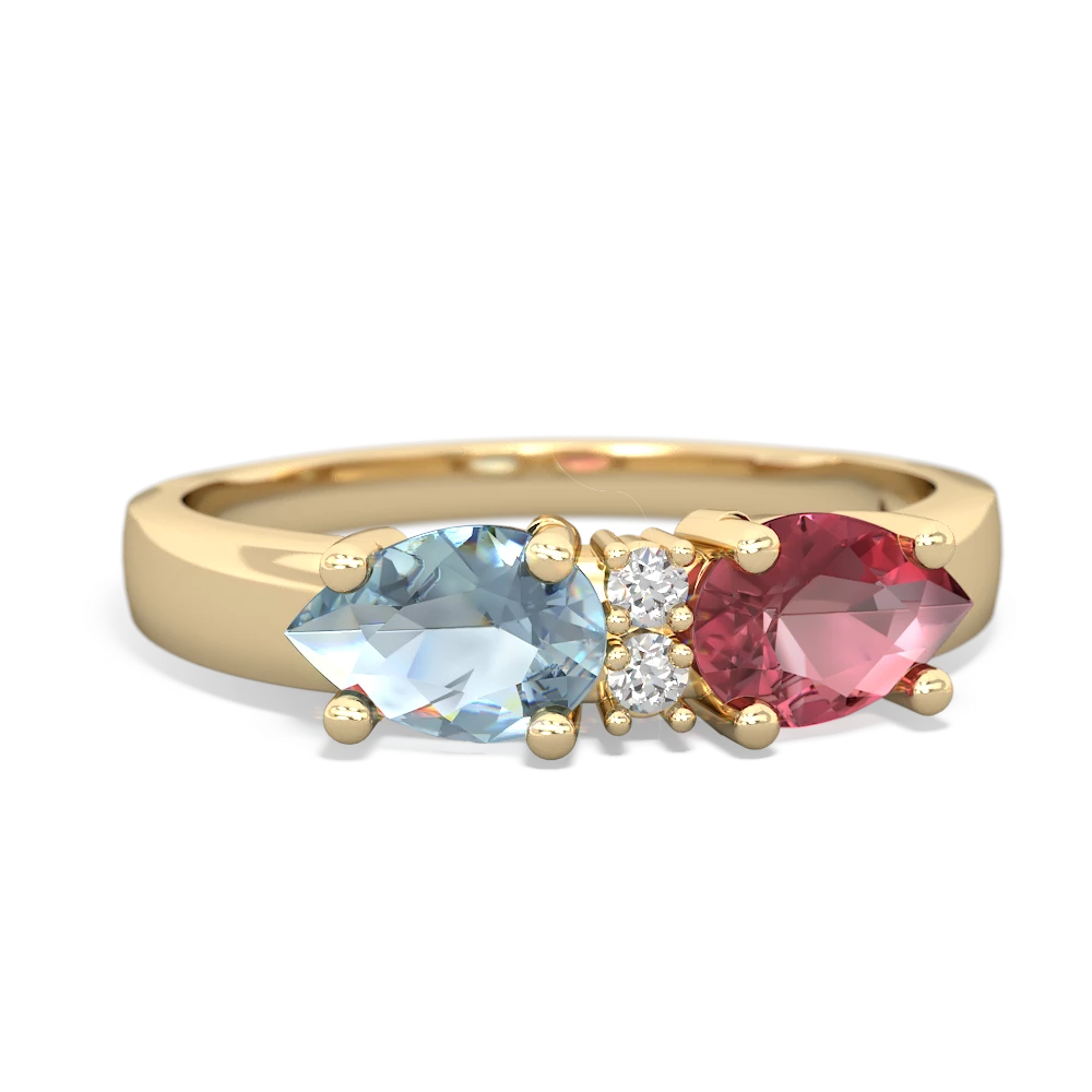 Pink Tourmaline Pear Bowtie 14K Yellow Gold ring R0865
