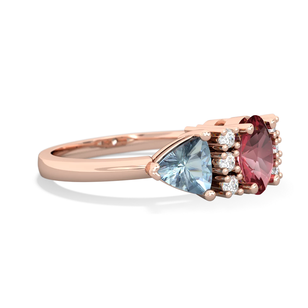 Pink Tourmaline Antique Style Three Stone 14K Rose Gold ring R2186