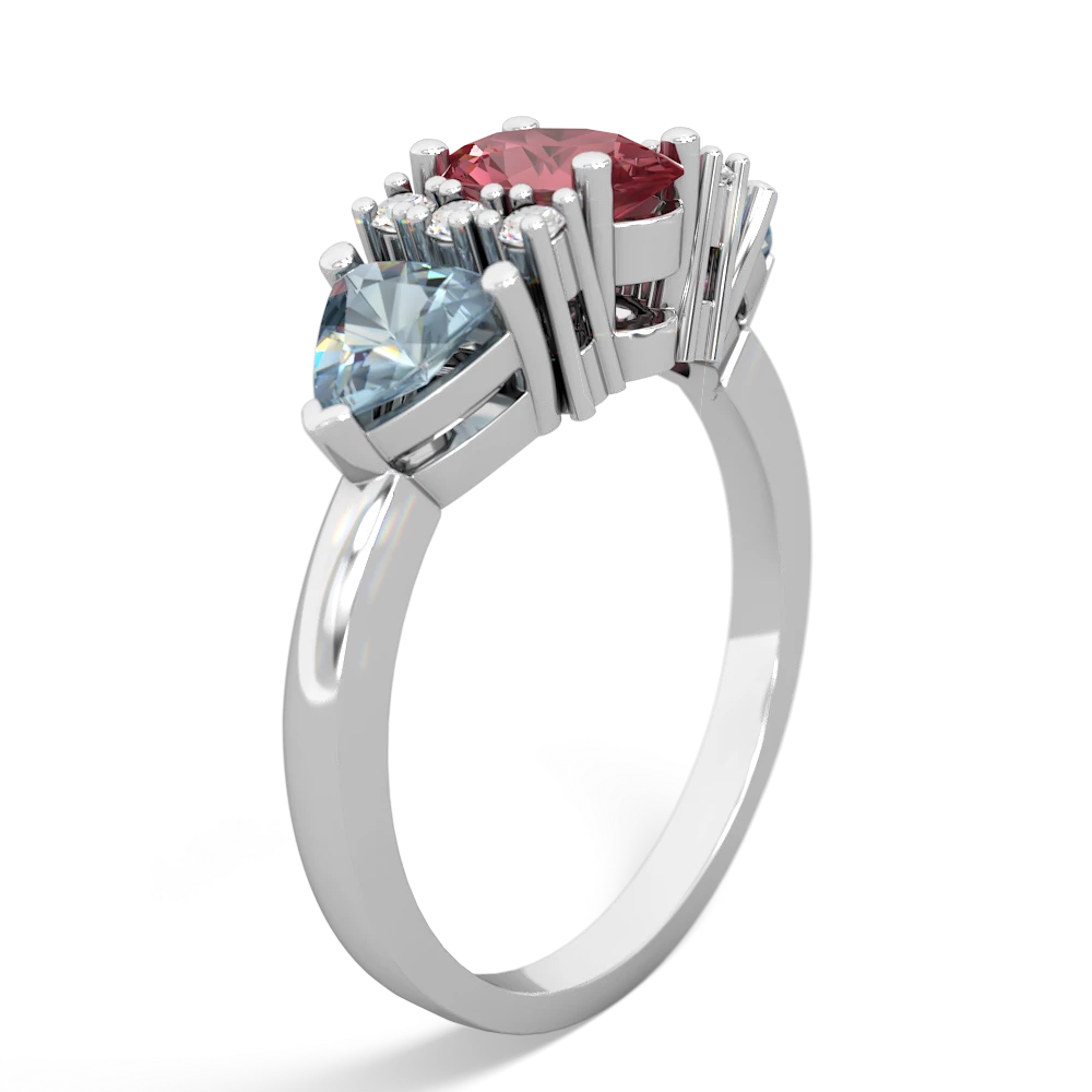 Pink Tourmaline Antique Style Three Stone 14K White Gold ring R2186