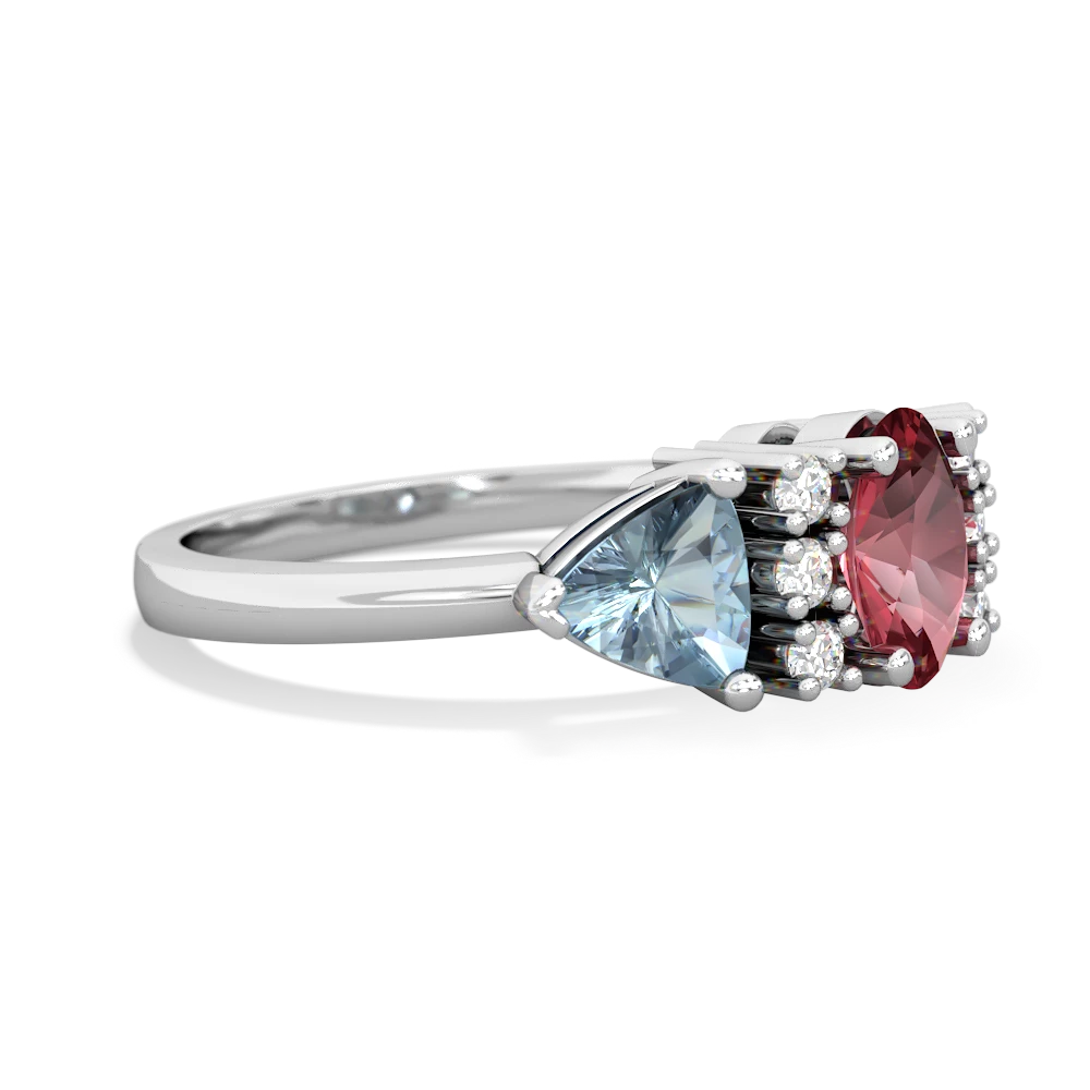 Pink Tourmaline Antique Style Three Stone 14K White Gold ring R2186