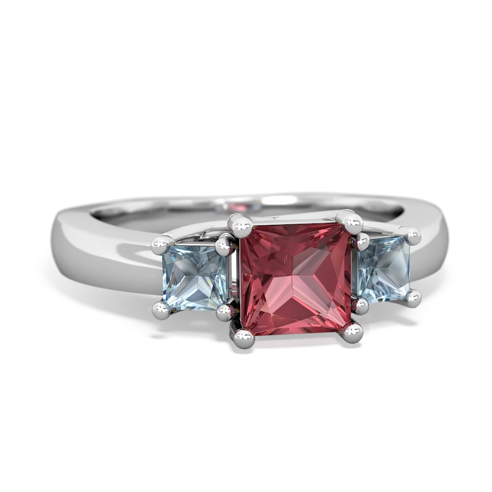 Pink Tourmaline Three Stone Trellis 14K White Gold ring R4015