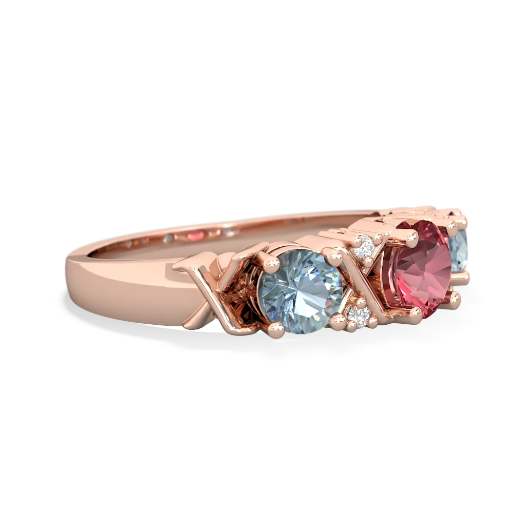 Pink Tourmaline Hugs And Kisses 14K Rose Gold ring R5016