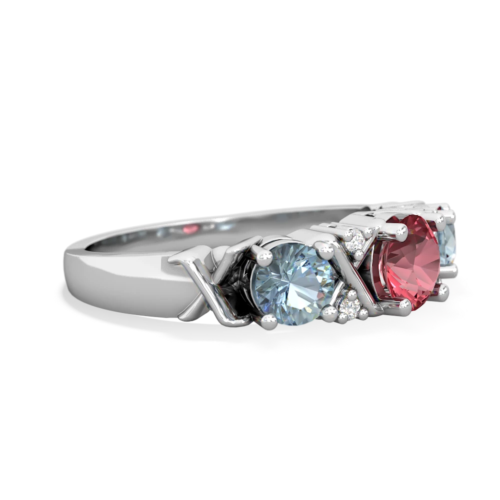 Pink Tourmaline Hugs And Kisses 14K White Gold ring R5016