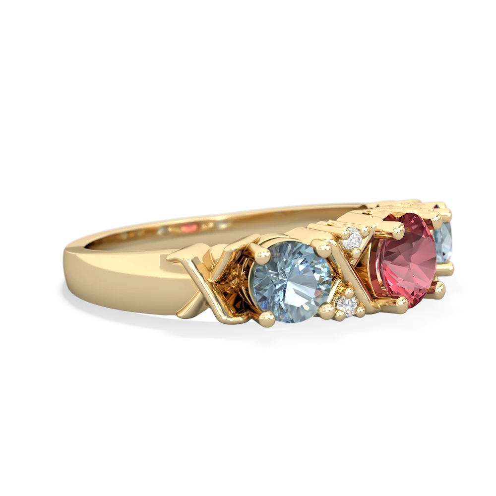 Pink Tourmaline Hugs And Kisses 14K Yellow Gold ring R5016