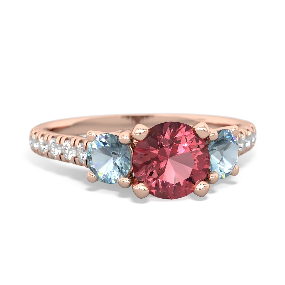 Pink Tourmaline Pave Trellis 14K Rose Gold ring R5500