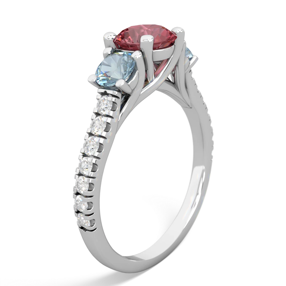 Pink Tourmaline Pave Trellis 14K White Gold ring R5500