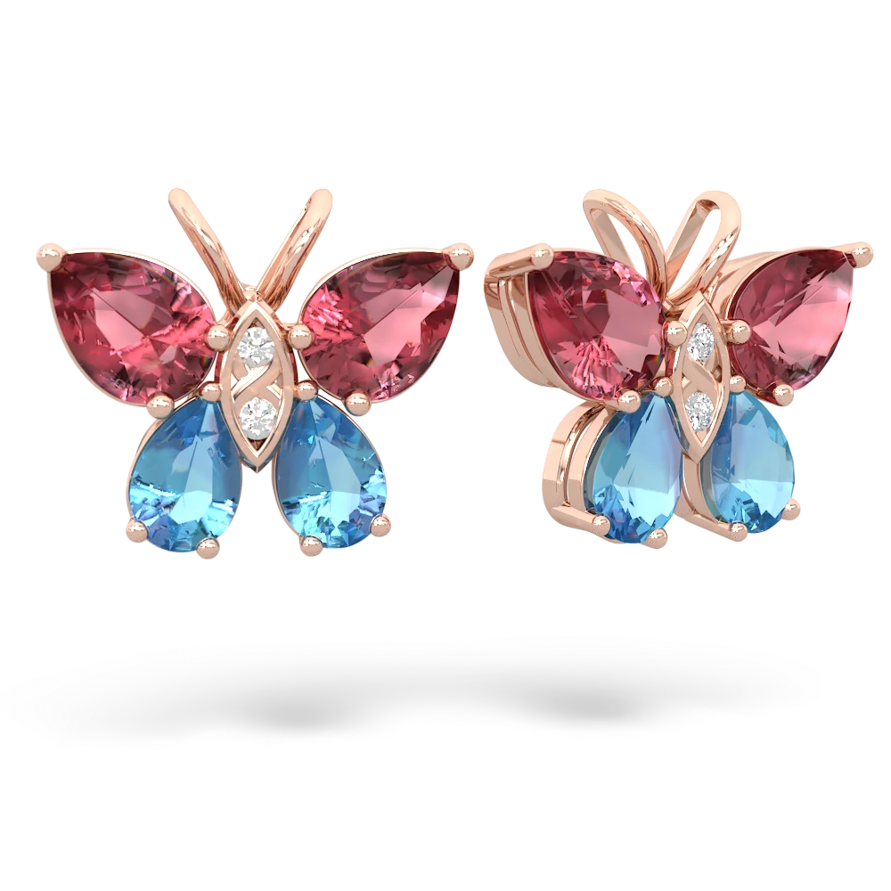 Pink Tourmaline Butterfly 14K Rose Gold earrings E2215