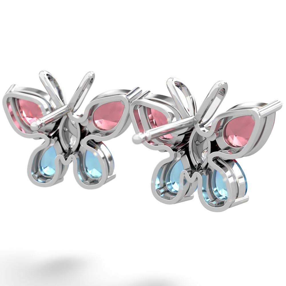 Pink Tourmaline Butterfly 14K White Gold earrings E2215