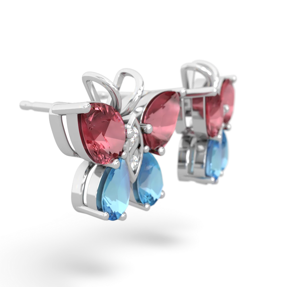 Pink Tourmaline Butterfly 14K White Gold earrings E2215