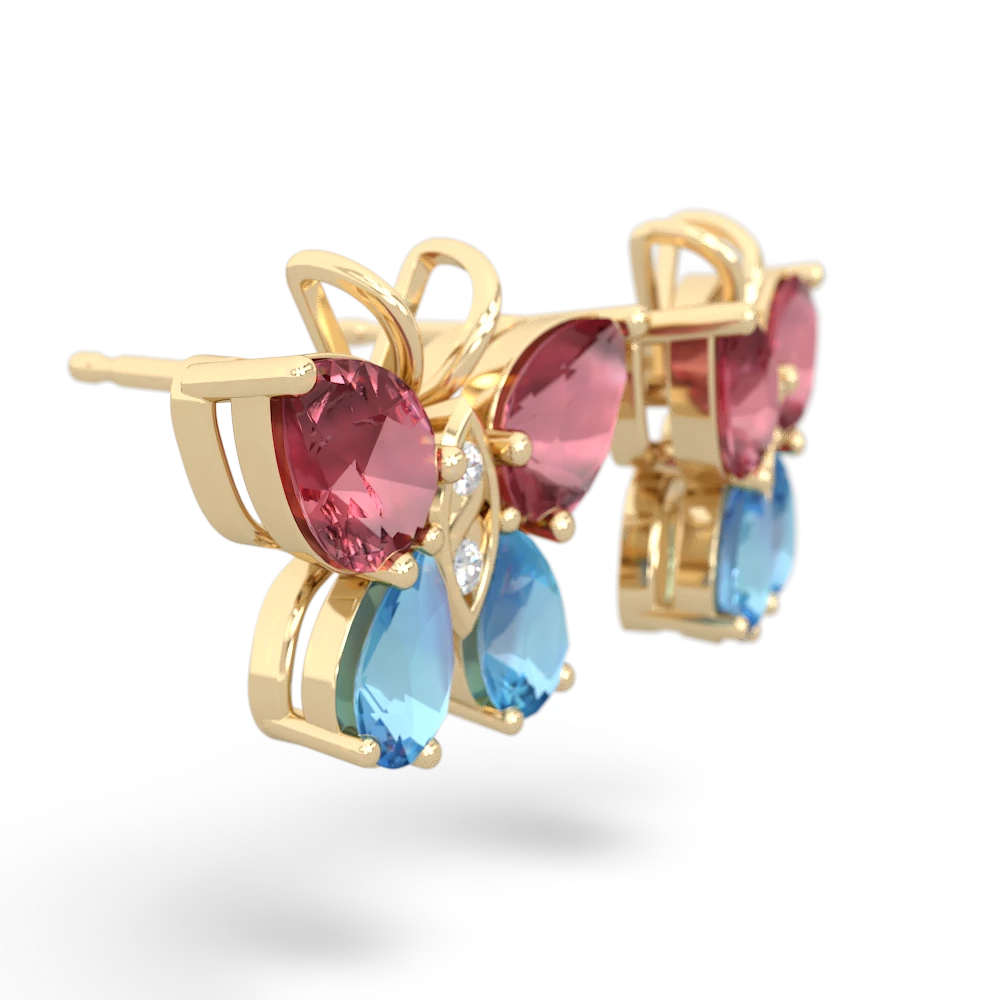 Pink Tourmaline Butterfly 14K Yellow Gold earrings E2215