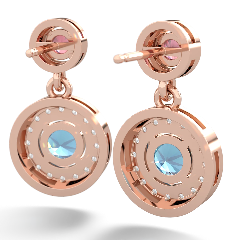 Pink Tourmaline Halo Dangle 14K Rose Gold earrings E5319