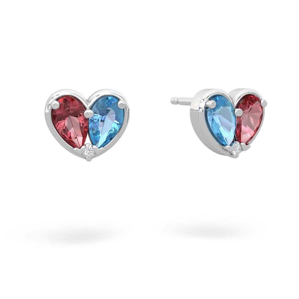 Pink Tourmaline 'Our Heart' 14K White Gold earrings E5072