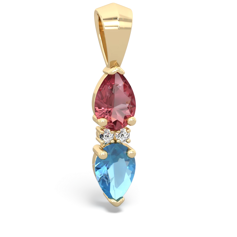Pink Tourmaline Bowtie Drop 14K Yellow Gold pendant P0865