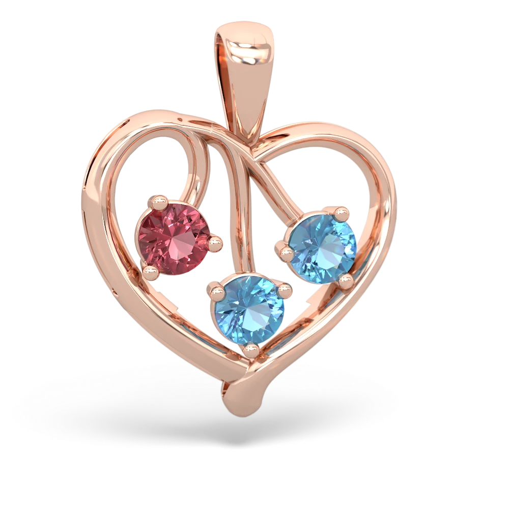 Pink Tourmaline Glowing Heart 14K Rose Gold pendant P2233