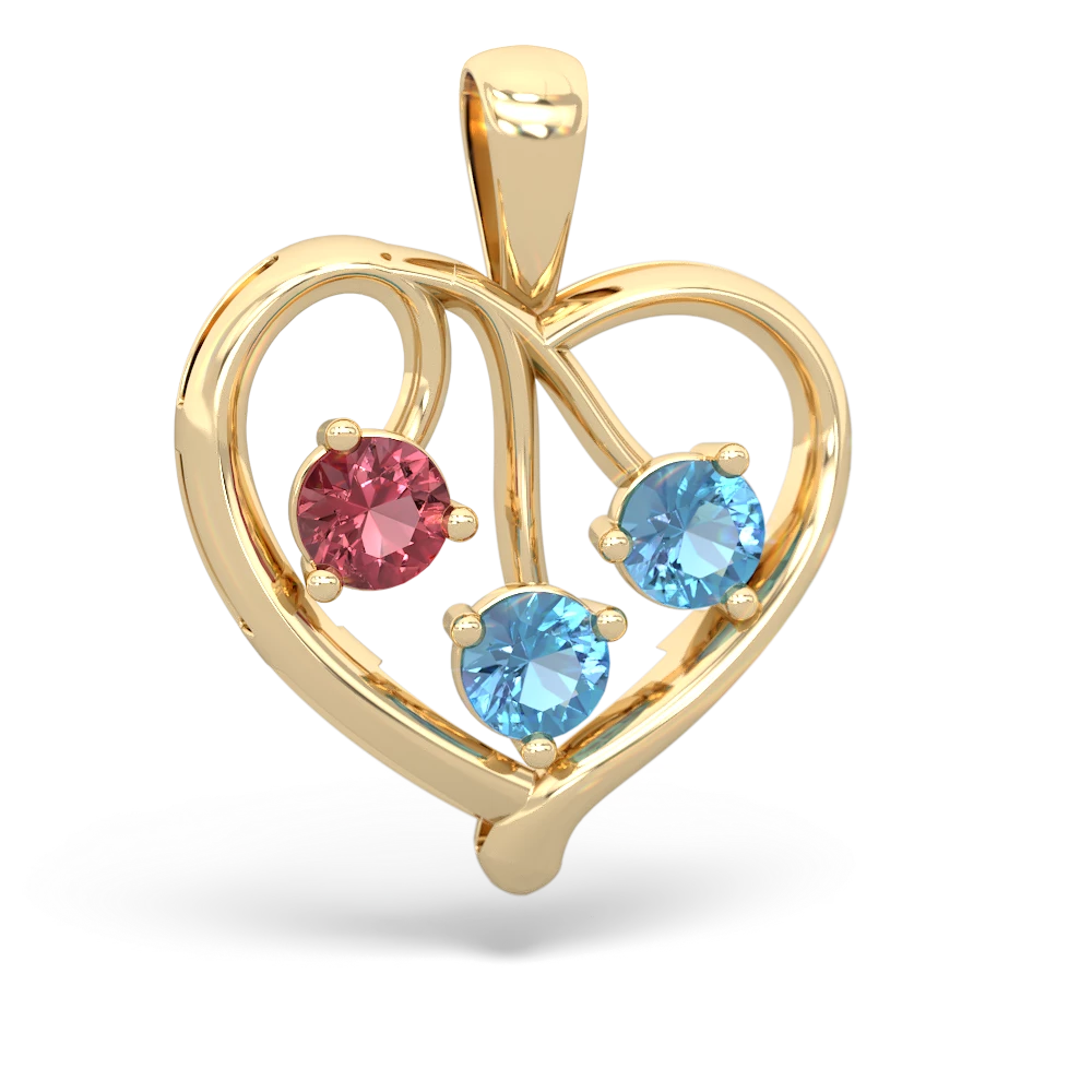 Pink Tourmaline Glowing Heart 14K Yellow Gold pendant P2233