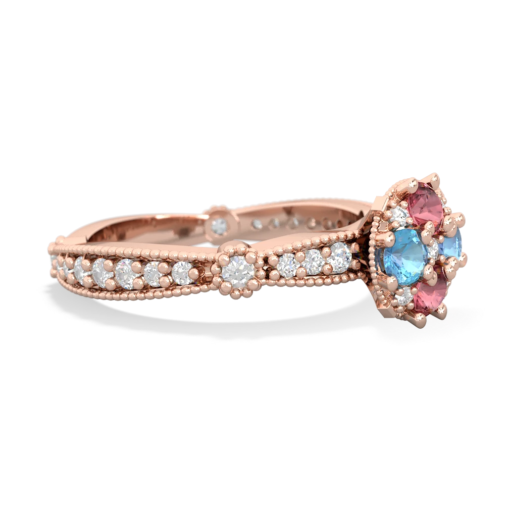 Pink Tourmaline Sparkling Tiara Cluster 14K Rose Gold ring R26293RD