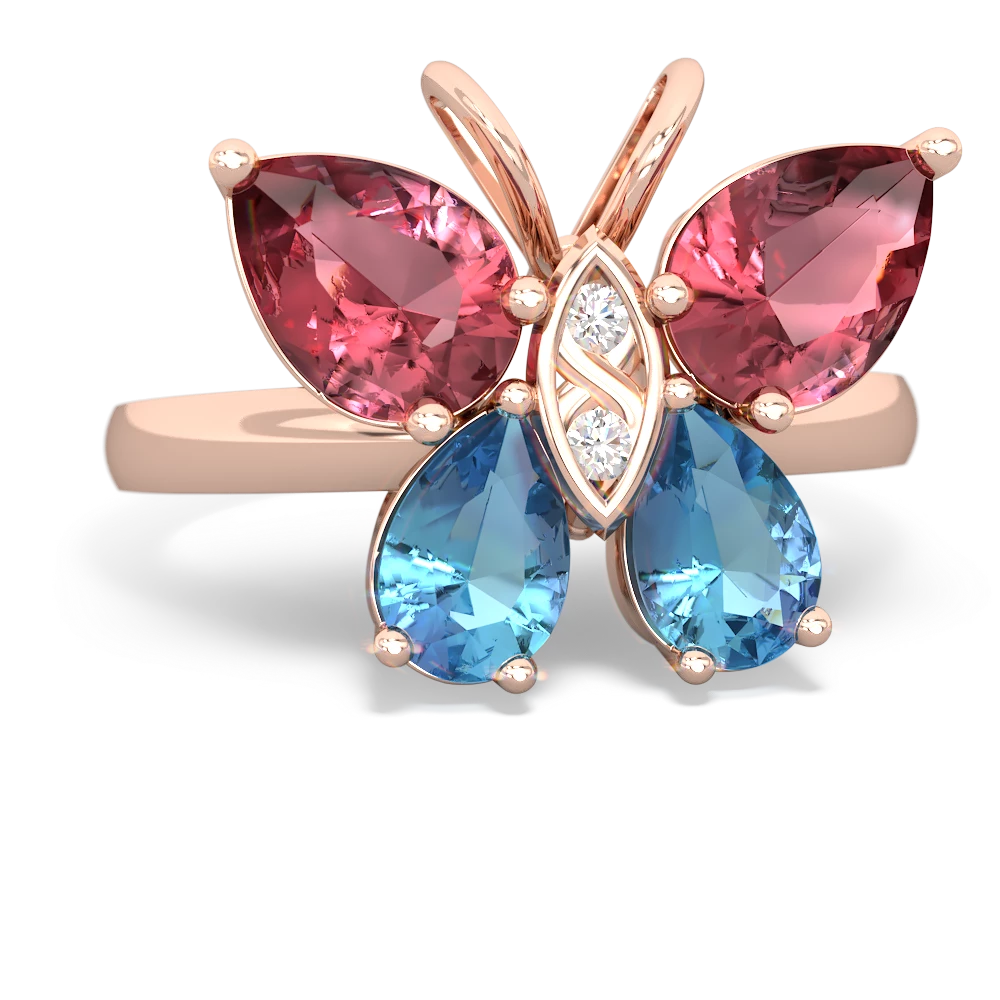 Pink Tourmaline Butterfly 14K Rose Gold ring R2215