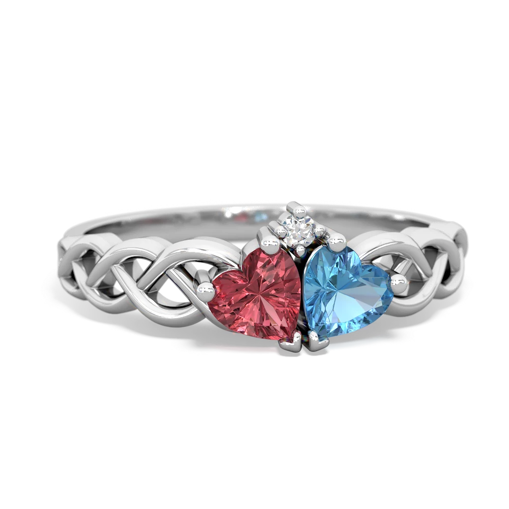 Pink Tourmaline Heart To Heart Braid 14K White Gold ring R5870