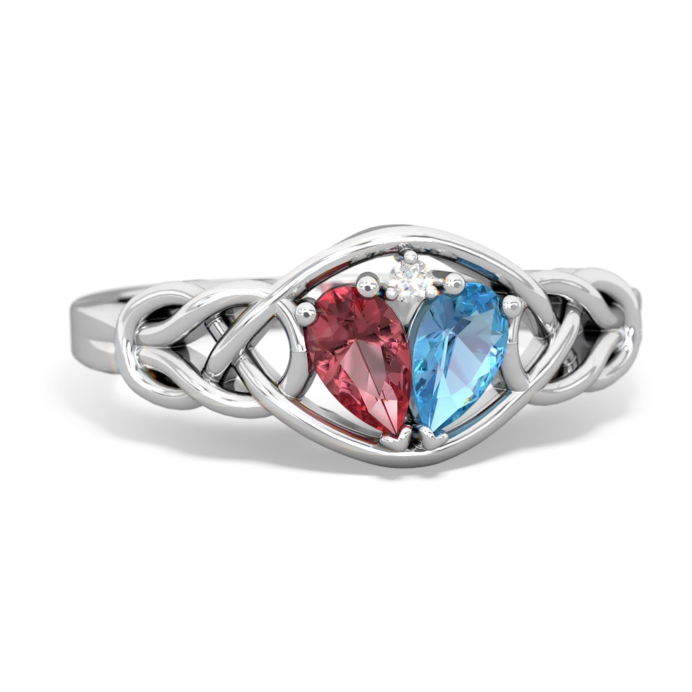 Pink Tourmaline Celtic Love Knot 14K White Gold ring R5420