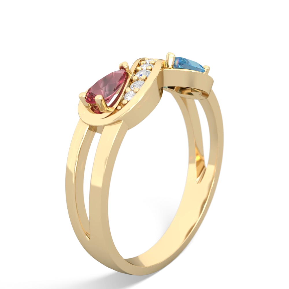 Pink Tourmaline Diamond Infinity 14K Yellow Gold ring R5390