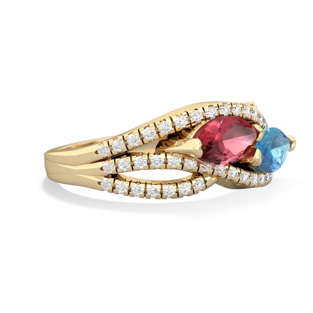 Pink Tourmaline Diamond Rivers 14K Yellow Gold ring R3070