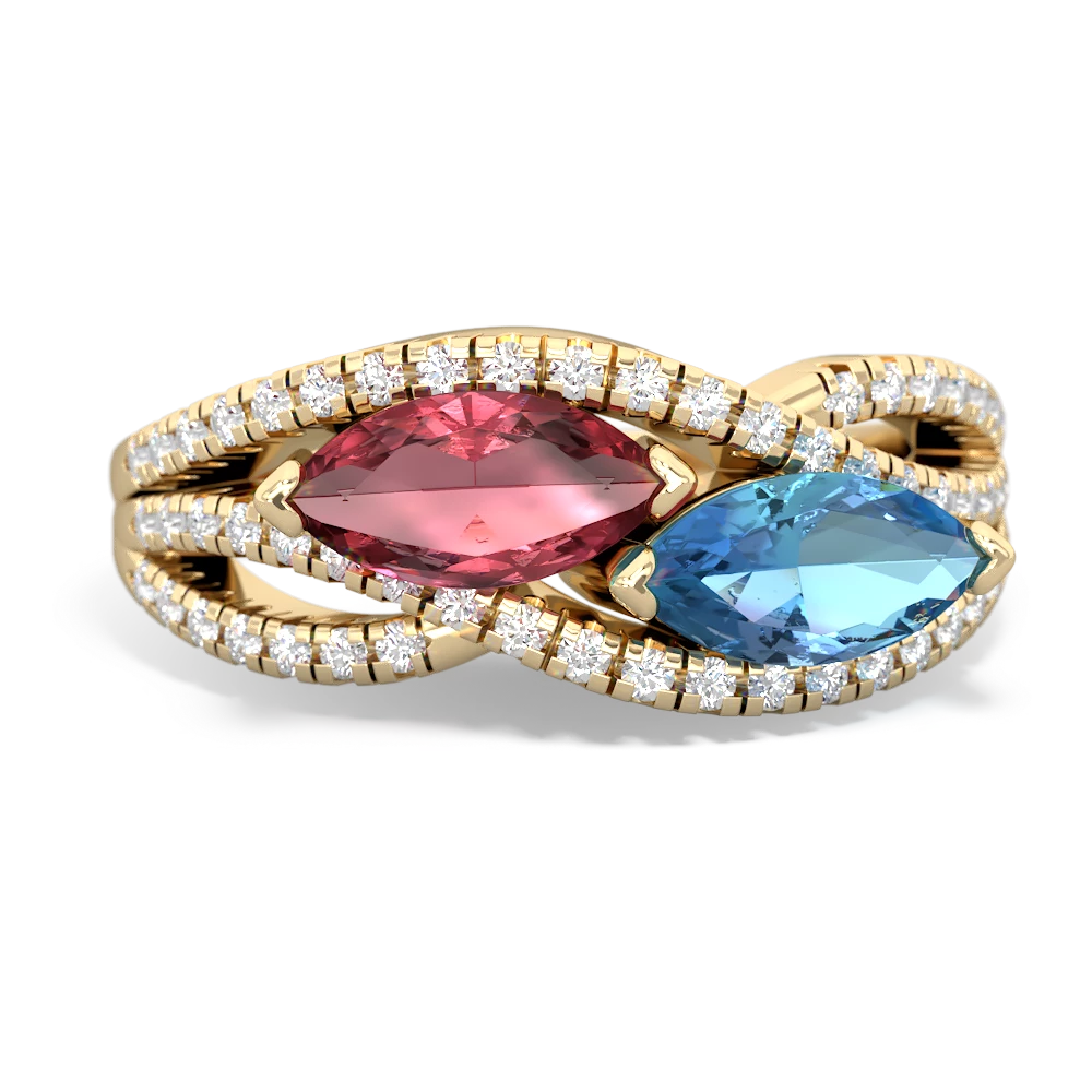 Pink Tourmaline Diamond Rivers 14K Yellow Gold ring R3070