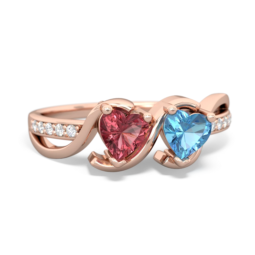 Pink Tourmaline Side By Side 14K Rose Gold ring R3090