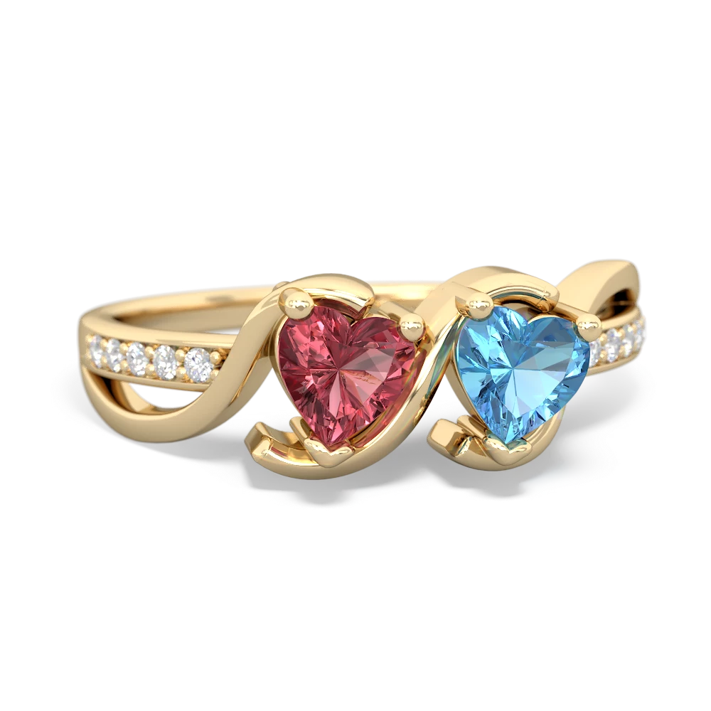 Pink Tourmaline Side By Side 14K Yellow Gold ring R3090