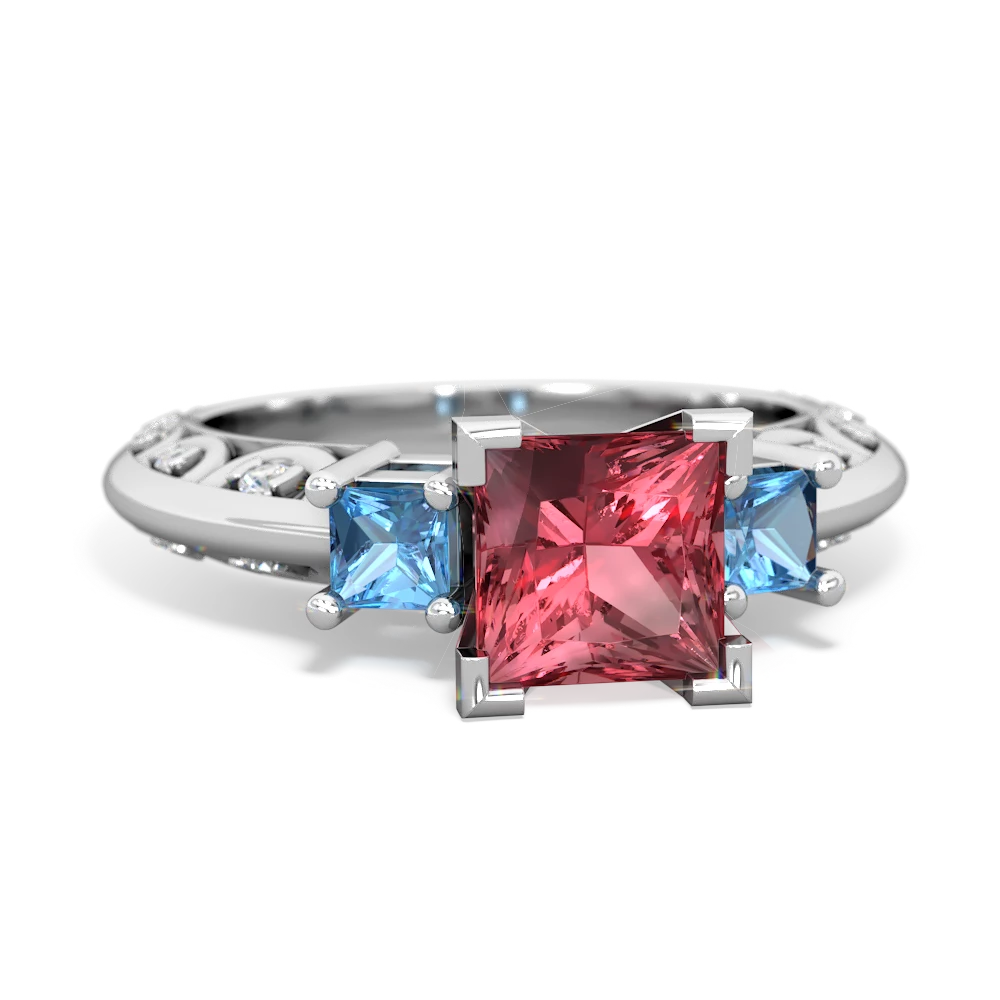 Pink Tourmaline Eternal Embrace Engagement 14K White Gold ring C2001