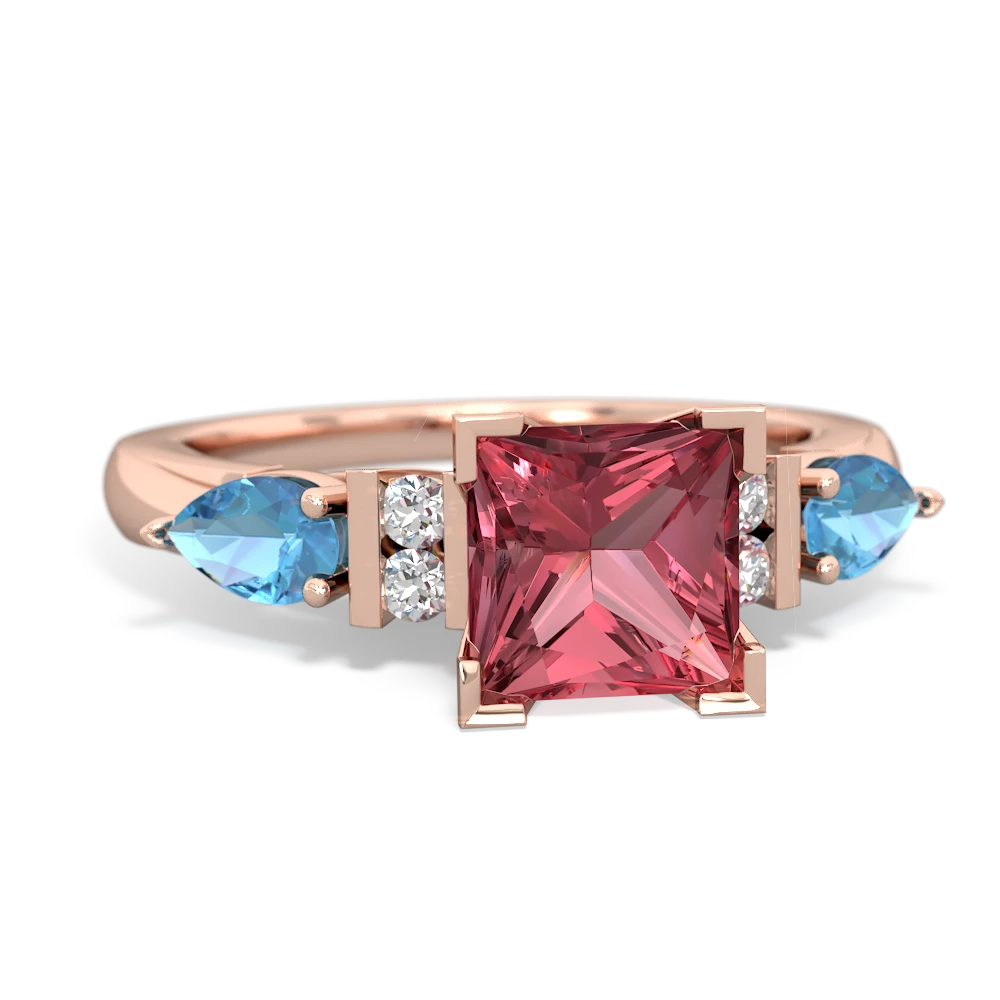 Pink Tourmaline 6Mm Princess Eternal Embrace Engagement 14K Rose Gold ring C2002