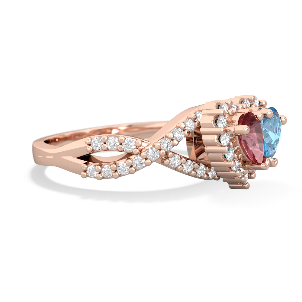 Pink Tourmaline Diamond Twist 'One Heart' 14K Rose Gold ring R2640HRT