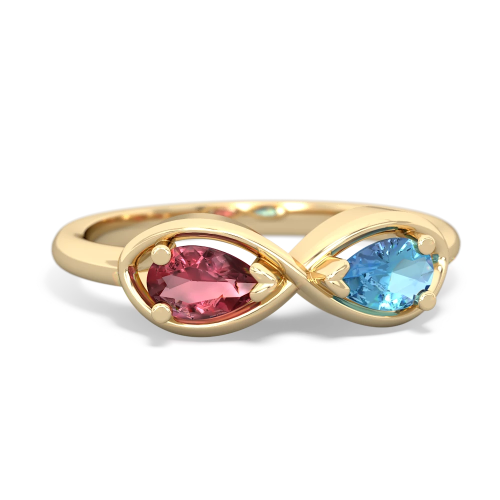 Pink Tourmaline Infinity 14K Yellow Gold ring R5050