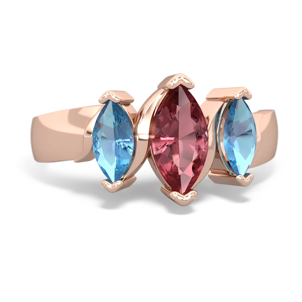 Pink Tourmaline Three Peeks 14K Rose Gold ring R2433