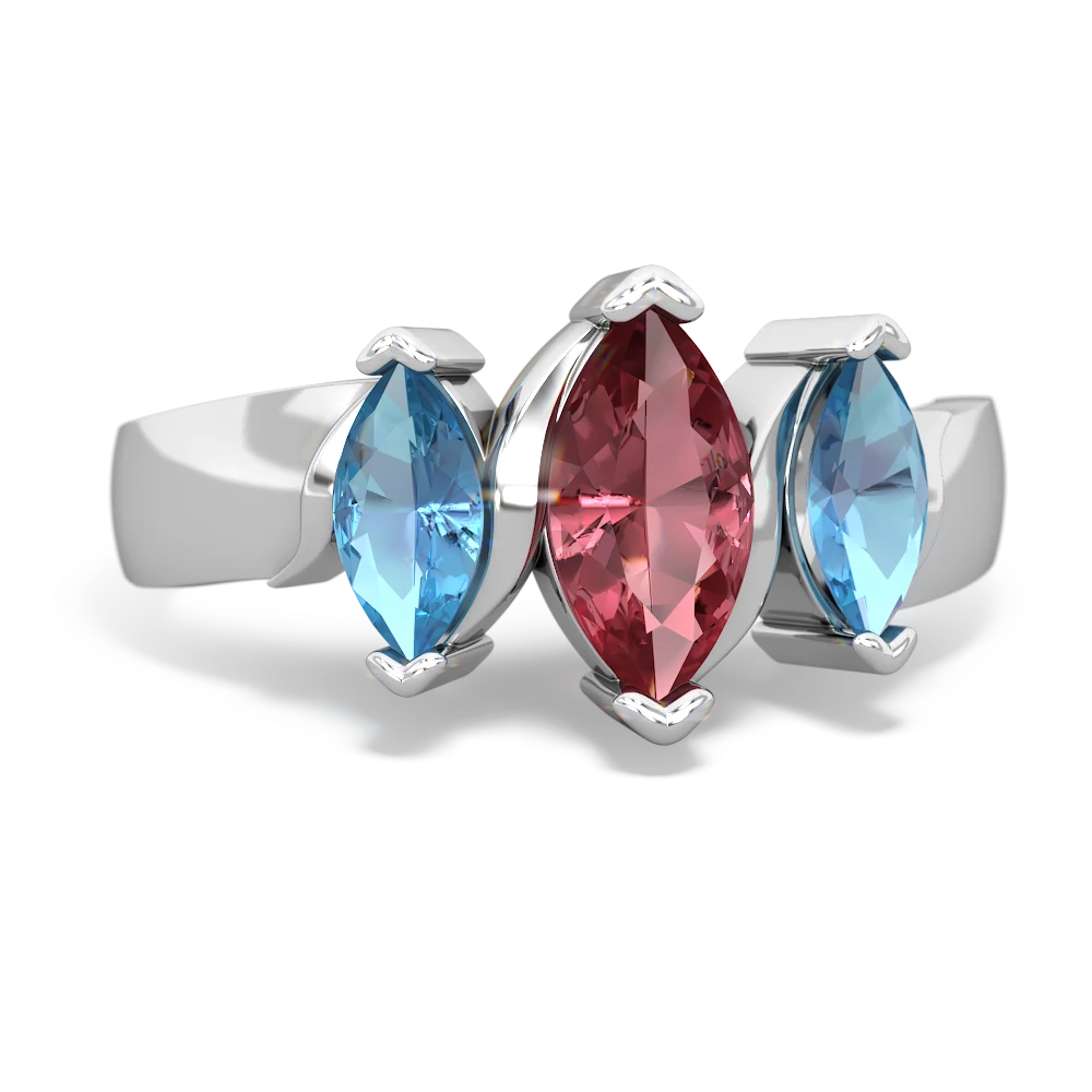 Pink Tourmaline Three Peeks 14K White Gold ring R2433