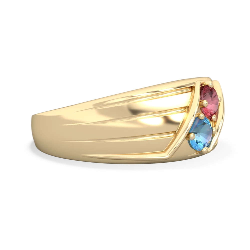 Pink Tourmaline Men's Streamline 14K Yellow Gold ring R0460