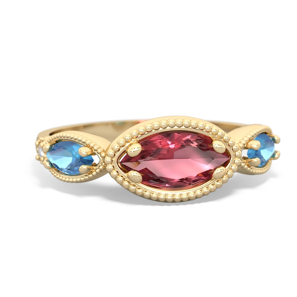 Pink Tourmaline Milgrain Marquise 14K Yellow Gold ring R5700