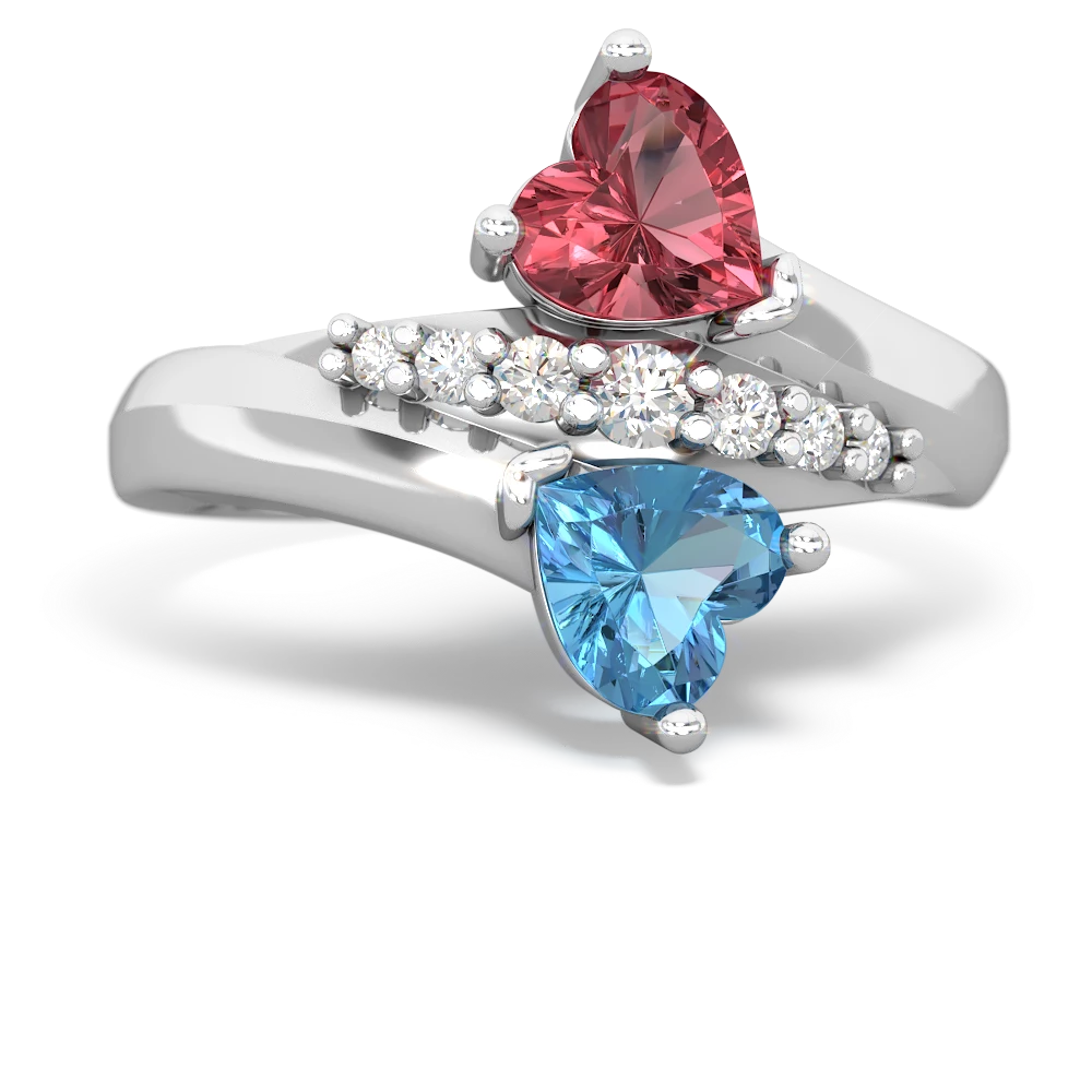 Pink Tourmaline Heart To Heart 14K White Gold ring R2064