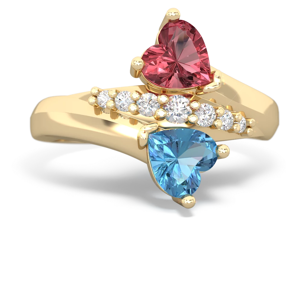 Pink Tourmaline Heart To Heart 14K Yellow Gold ring R2064