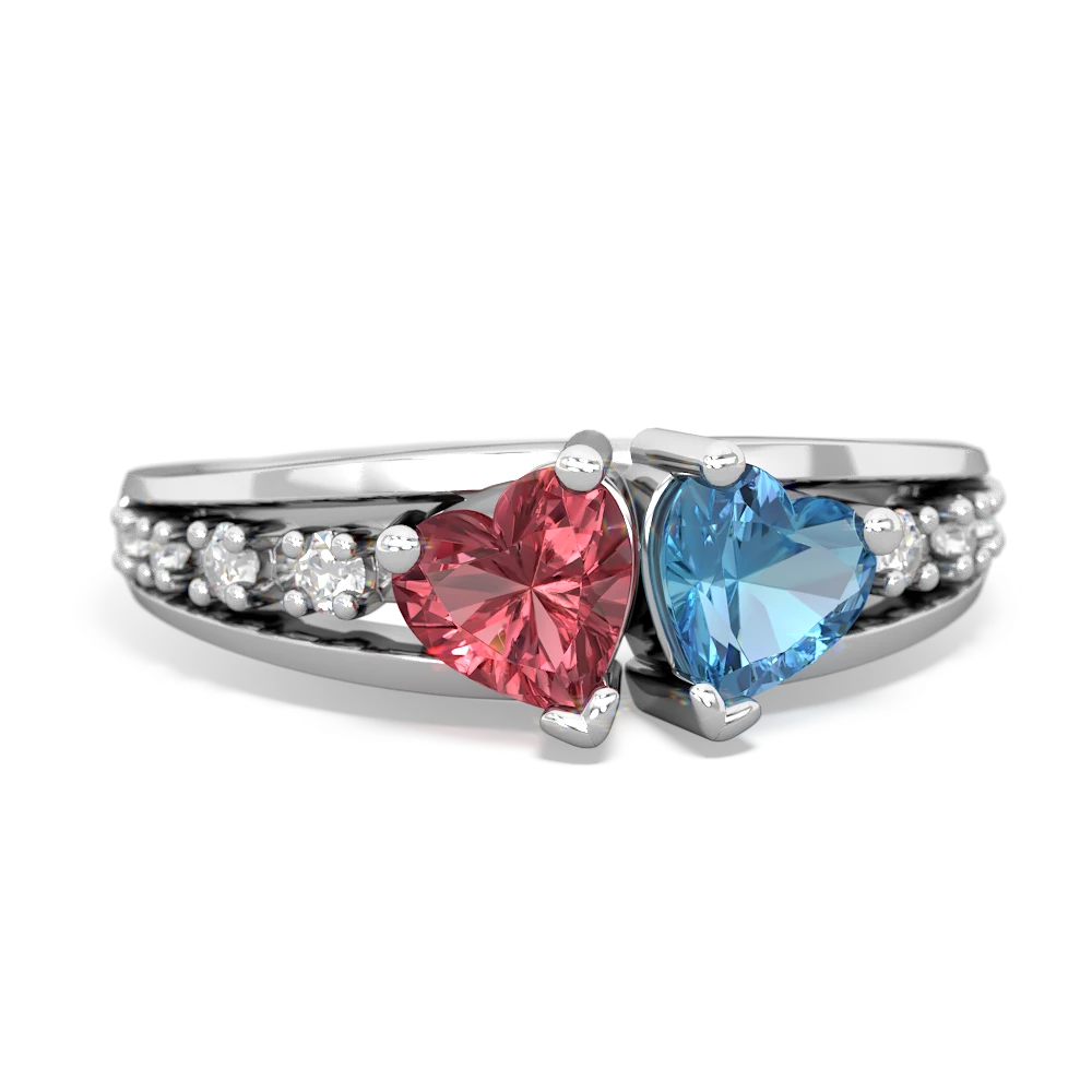 Pink Tourmaline Heart To Heart 14K White Gold ring R3342