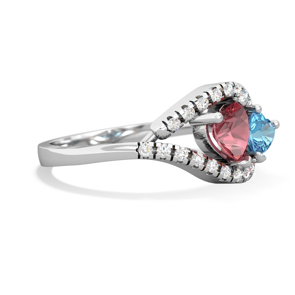 Pink Tourmaline Mother And Child 14K White Gold ring R3010