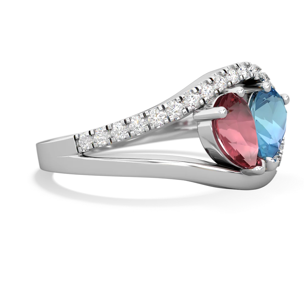 Pink Tourmaline Nestled Heart Keepsake 14K White Gold ring R5650