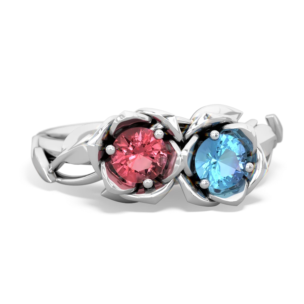 Pink Tourmaline Rose Garden 14K White Gold ring R5510