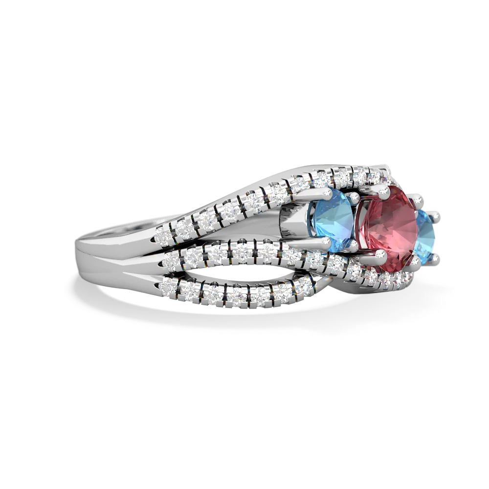 Pink Tourmaline Three Stone Aurora 14K White Gold ring R3080