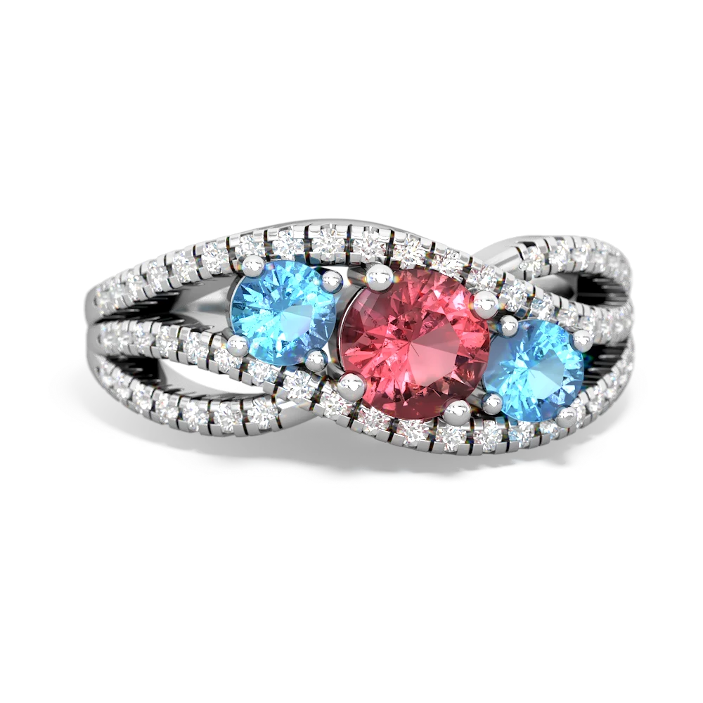 Pink Tourmaline Three Stone Aurora 14K White Gold ring R3080