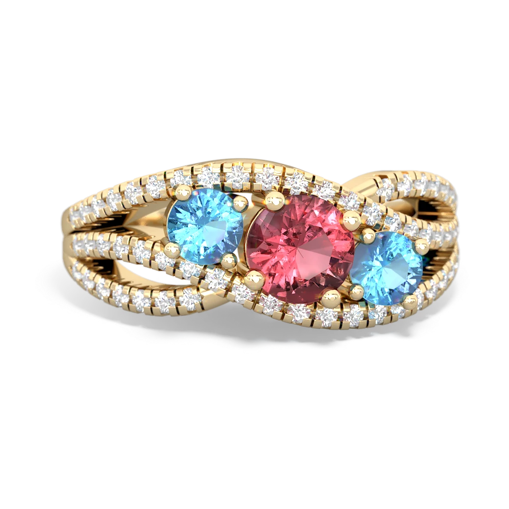 Pink Tourmaline Three Stone Aurora 14K Yellow Gold ring R3080