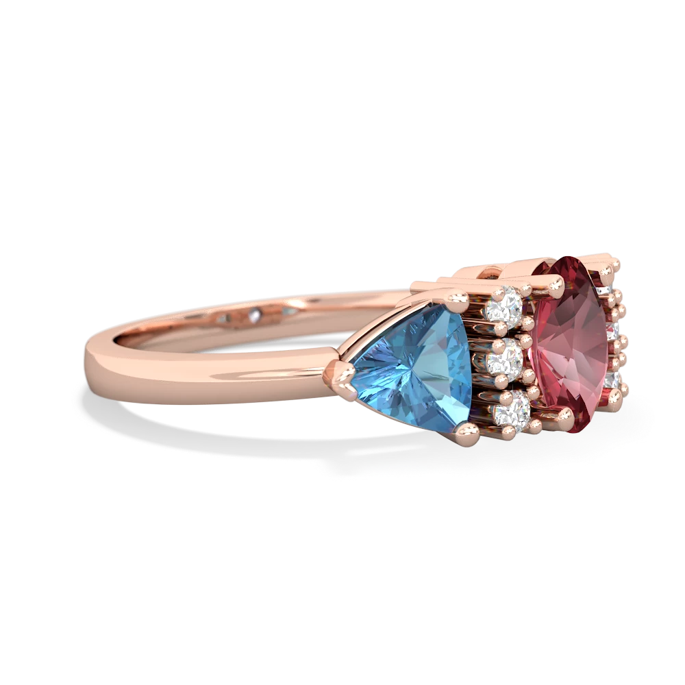 Pink Tourmaline Antique Style Three Stone 14K Rose Gold ring R2186