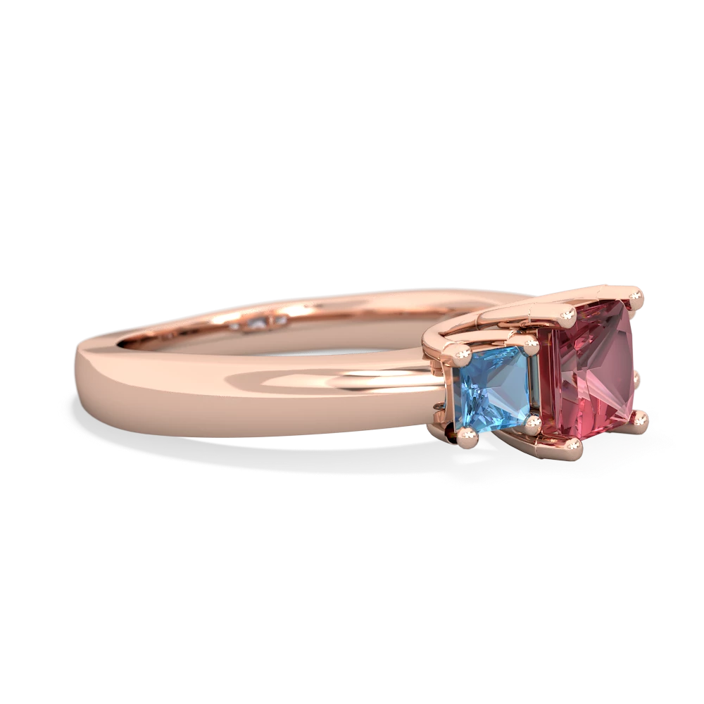 Pink Tourmaline Three Stone Trellis 14K Rose Gold ring R4015