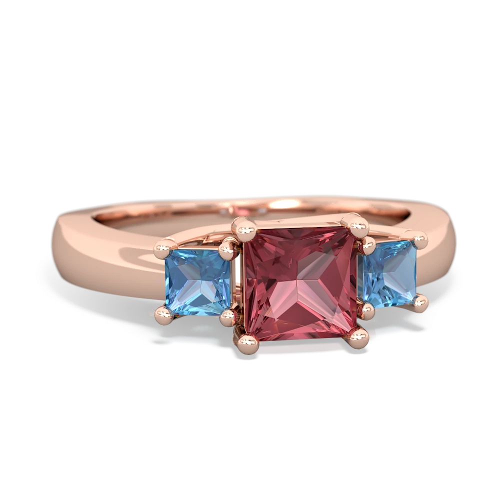 Pink Tourmaline Three Stone Trellis 14K Rose Gold ring R4015